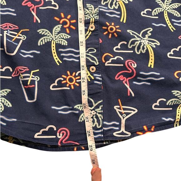 Chubbies One Man Wolf Pack Neon Lights Flamingo Camp Shirt Tropical Palms, L - Picture 5 of 8